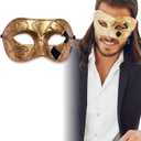Masquerade Mask For Men - Antique Look Mask for Halloween, Venetian Party, Masquerade Party, Mardi Gras, & Prom (One Size, Gold/Black/Antique Finish)