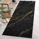 ArtSocket Area Rug Marble Black Gold Entry Runner Rug Yellow Stone Rock 2'6"x8' Non-Slip Washable Indoor Door Mat Carpet for Bedroom Kitchen Entryway Laundry Living Home