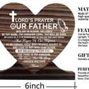 3 x Lord's Prayer Inspirational Quote Wood Plaque, Gift Wood Plaque Heart, Heart Wood Sign, Our Father, who Art in Heaven, Hallowed be Thy Name, Great Gift for Christian Family or Friend