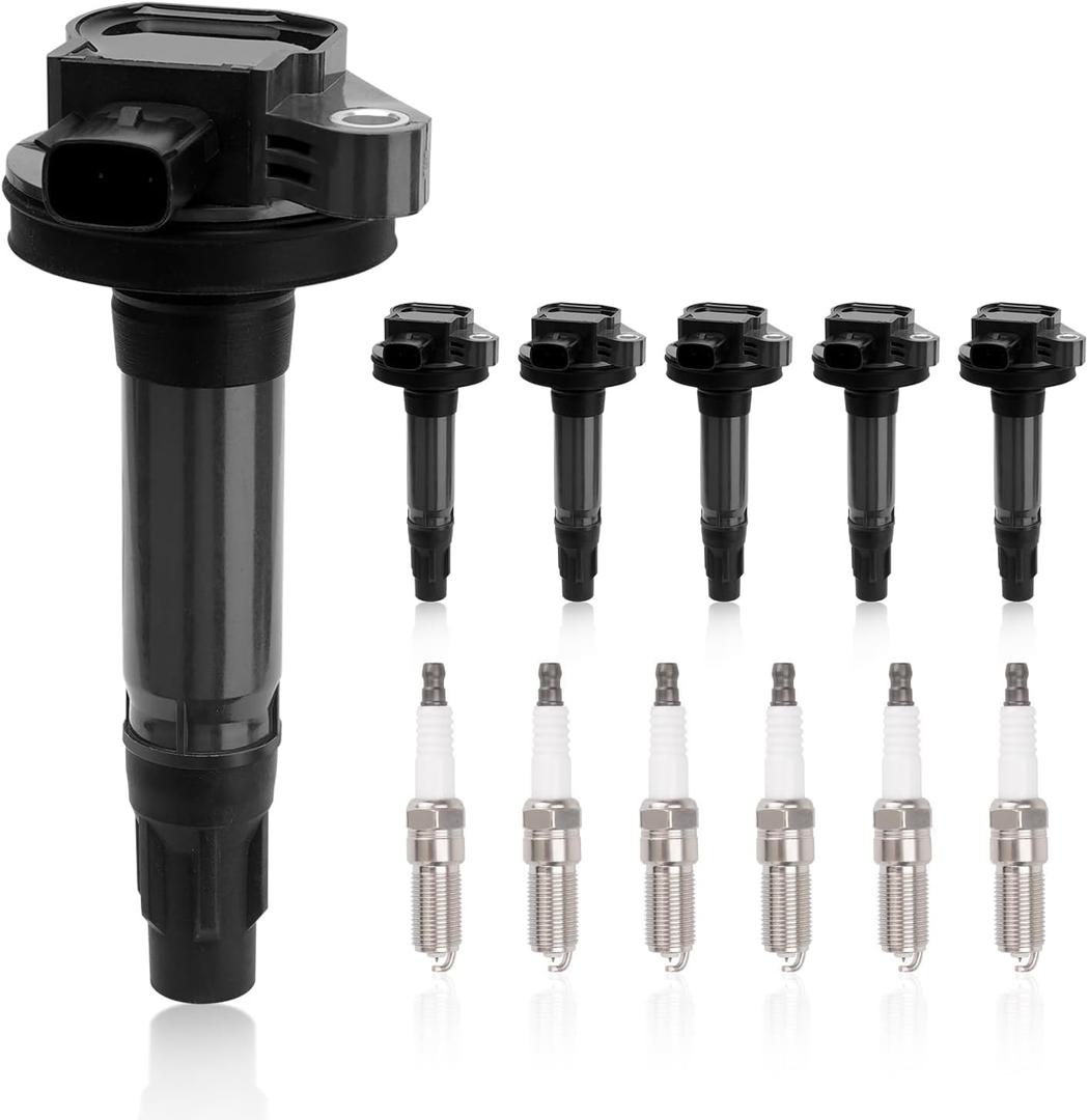 UF553 Set of 6 Ignition Coil Packs & Spark Plugs Compatible with Ford Edge Taurus Flex Fusion Explorer F150 Mustang Sedan Lincoln MKX MKT MKZ MKS Mercury Sable Replace# C1595 DG520 UF595 5C1652