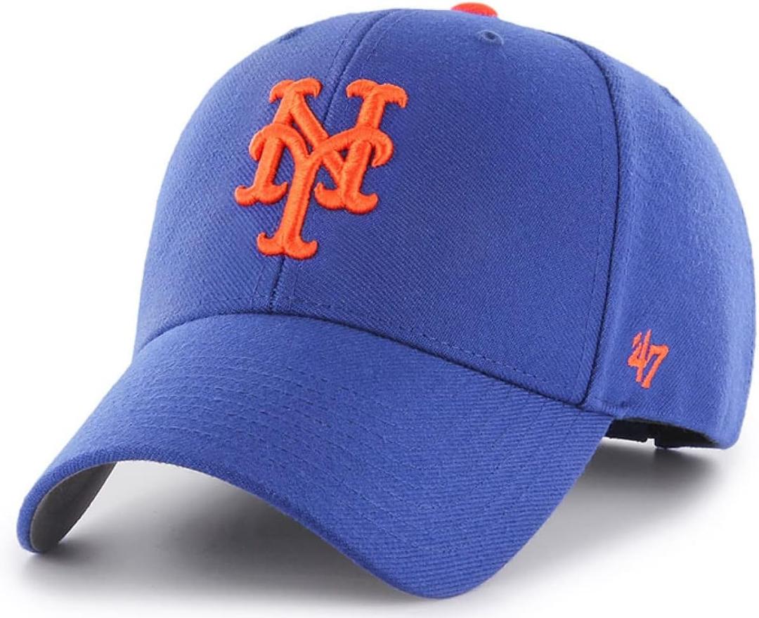 '47 MLB Team Color Home Basic MVP Adjustable Hat, Youth One Size Fits All (New York Mets Blue)