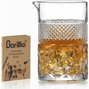 barillio 24 Oz Crystal Cocktail Mixing Glass | Seamless Lead-Free Crystal, Weighted Base Stirring Pitcher