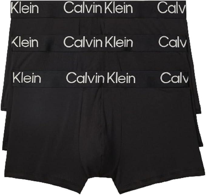 Calvin Klein Men's Ultra Soft Modern Modal Trunk (Medium, 1 Black, 1 Blue Shadow, 1 Grey Heather)