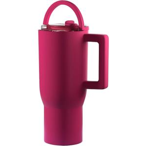 40 oz Tumbler with Handle Flip Straw, 100% Leak Proof Water Bottle Coffee Tumbler Insulated Cup, Stainless Steel & Rubber Base, Travel Mug, BPA Free, Gifts, Nean Megenta, 40 oz