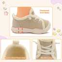 FEETCITY Toddler Boys Shoes Toddler Barefoot Shoes Kids Sneakers Tennis Shoe Slip On Baby Walking Shoe (Beige)
