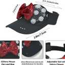 Sparkly Mouse Ears Visor Hat for Adult Women, Adjustable Sun Visor Cap with Sequin Mouse Ears Bow, Cute Party Headwear Glitter Visor Hat with Ears for Theme Parks & Festivals Black (Black, S)