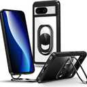 Shields Up for Google Pixel 8 Case with Stand, Pixel 8 Case Clear with Double Ring Holder [Adjustable & Foldable] Shockproof Protective Cover for Google Pixel 8 - Clear Black