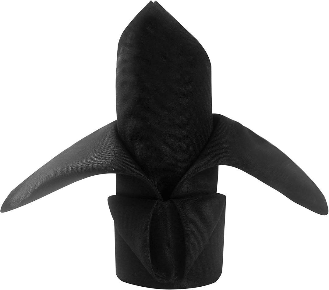 50pcs Polyester Cloth Napkins - 20 x 20 inch Black Dinner Washable Napkins with Hemmed Edges for Restaurant/Wedding/Hotel(50,Black)