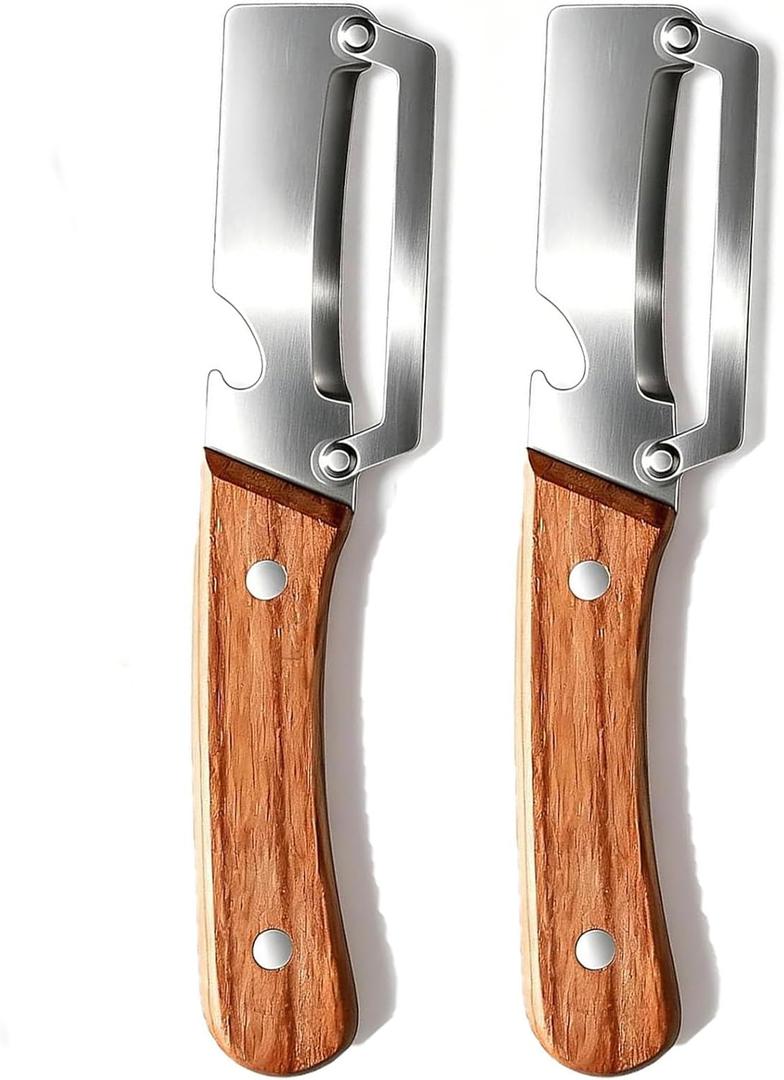 2PCS Multi Functional Premium Vegetable Peeler with Wooden Handle and Bottle Opener,Stainless Steel Blade Kitchen Tool for Fruit Apple Potato Pumpkin Papaya Carrot