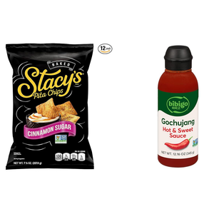 Stacy's Cinnamon Sugar Flavored Pita Chips, 7.33 Ounce 26 AUG 2025 And Bibigo Korean-Style Hot & Sweet Gochujang Sauce, 12.16 Ounce (Pack of 1) (BBL: 9/05/25)