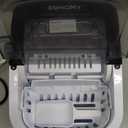 EUHOMY Ice Maker Countertop, 9 Cubes Ready in 6 Mins, 26lbs/24H, Self-Cleaning, Portable Ice Maker Machine with Carry Handle, Basket and Scoop, 2 Sizes of Bullet Ice for Home, Kitchen, Office (Stainless Steel)