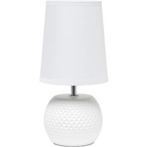 Simple Designs LT2084-WHT Mini Studded Texture Ceramic Bedside Table Lamp, White