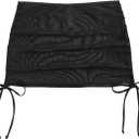 Women's Mesh Sheer Drawstring Solid Summer Bikini Cover Up Skirt (Black) Small 