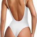 REORIA Women’s Sexy Trendy Open Back V Neck Spaghetti Strap Backless Trendy Cami Bodysuit Tops, M
