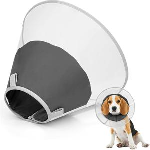 Dog Cone Collar for Recovery: Soft Elizabethan Collar Alternative to Stop Licking, Adjustable Pet Cone for Large, Medium, Small Dogs, for Surgery, Spay, Injury, Skin Treatment (Matte Black, M) (M(Depth: 8.5, Girth:(10-16))