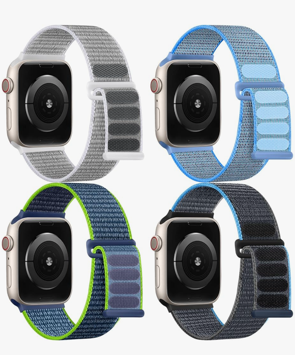 Nylon Bands Compatible with Apple Watch Bands 38mm 40mm 41mm 42mm 44mm 45mm 46mm 49mm Women Men, Soft Breathable Braided Straps for iWatch Bands Series Ultra 2/Ultra SE 11 10 9 8 7 6 5 4 3 2 1,4Pack