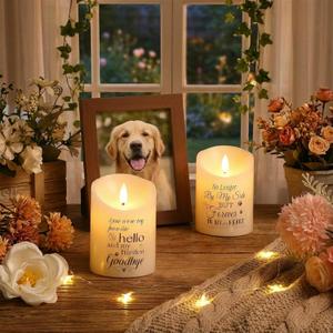 2 Pcs Dog Memorial Gifts for Loss of Dog Flameless Memorial Candles LED Pet Loss Sympathy Candles Gifts for Pet Lovers Friends Families in Memory of Doggie Passing Away
