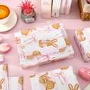 JarThenaAMCS 6 Sheets Easter Wrapping Paper -Not Roll- Coquette Pink Bow Bunny Rabbit Gift Wrap Paper Folded Flat for Spring Birthday Baby Shower DIY Crafts, 27.6 x 39.4 Inch