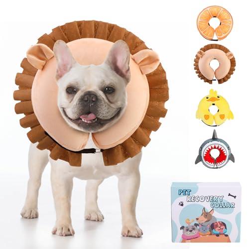 KOOLTAIL Inflatable Dog Cone Collar, Soft Cone for Dogs to Stop Licking Enhanced Alternative After Surgery, Pet Costume Recovery E Collar Adjustable Donut Neck Cone for Dogs Cats, Upgrade Size, S