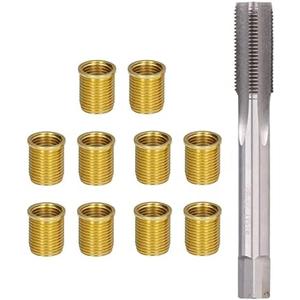 Camrusic Spark Plug Thread Repair Kit, M12x1.25 Inserts and M14x1.25 Tap Stainless Steel Thread Repair Tool for Automotive Engine