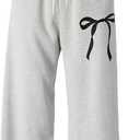 Verdusa Girl's Bow Baggy Sweatpants Wide Leg Athletic Pants with Pockets, Size 7Years