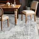 Area Rug 6x9 Vintage Rugs: Washable Indoor Medallion Rug Low Pile Distressed Floor Carpet Retro Accent Rugs for Living Room Bedroom Kitchen Dining Table Home Office(Grey, 6'x9')