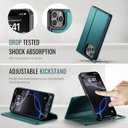 Wallet Case for iPhone 15 Pro Max Compatible with Magsafe, 2-in-1 PU Leather Flip RFID Blocking Card Holder Stand Shockproof Magnetic Detachable Cover for iPhone 15 Pro Max 6.7", Bluegreen