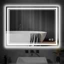 24 x 36 LED Mirror for Bathroom Front and Backlit Anti-Fog Dimmable 3 Colors LED Bathroom Mirror with Lights Memory Function Smart Mirror Wall Mounted Horizontal/Vertical