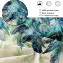 Riyidecor Teal Peacock Turquoise Feather Shower Curtain for Bathroom Decor 72Wx72H Inch Watercolor Green Leaf Bathtub Accessories for Women Girl Vintage Floral Panel Set Fabric Waterproof 12 Pack Hook