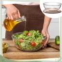 LemonRoad 12 Inch Large Salad Bowl with Acacia Wood Lid Glass Thick Salad Trifle Bowl Versatile Mixing and Serving Dish for Dessert Fruit Pasta Ice Cream Cake Baking Dishwasher Safe