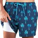 Kanu Surf Mens 5 Adventure Mens Swim Trunks  UPF 50+ Quick-Dry Bathing Suit Shorts with Pockets & Compression Liner (3X, Palm Desert Navy)