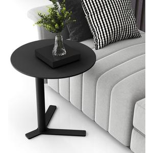 C Shaped Side Table End Coffee Tables, Unique Aesthetics Minimalist Accent Tables, Multifunction Round Metal Side Tables for Living Room Bedroom Sofa Balcony Couch Patio Yard Garden Indoor & Outdoor (23.6 inches)