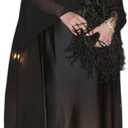Foidiccx Women Sheer Poncho Chiffon Mesh Shawl Wrap Flowy Capelet Y2k Beach Cover Up Bridal Long Cape Shrug Wedding Party (Black) One Size