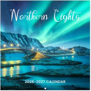 2026-2027 Calendar - 18-Month Wall Calendar 2026-2027 from Jan. 2026 - Jun. 2027, 2026 Wall Calendar, 12" x 24"(open), Calendars with Unruled Blocks, Holidays, Thick Paper for Organizing & Planning - Northern Lights