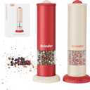 Electric Salt and Pepper Grinder Set, Today Deals Prime, Valentine's Day Gift, USB Rechargeable Adjustable Coarseness Automatic Salt Pepper Mill Shakers/Grinder Kitchen Spice Mill (Beige-1pc & Red-1pc)