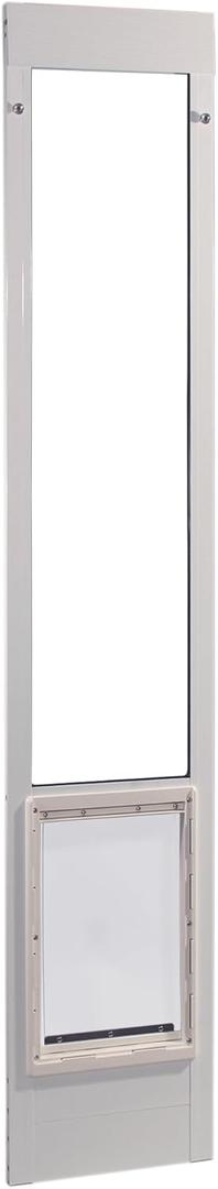 Ideal Pet Products Aluminum Pet Patio Door, Adjustable Height 77-5/8" to 80-3/8", Large 10-1/2" x 15" Flap Size, White