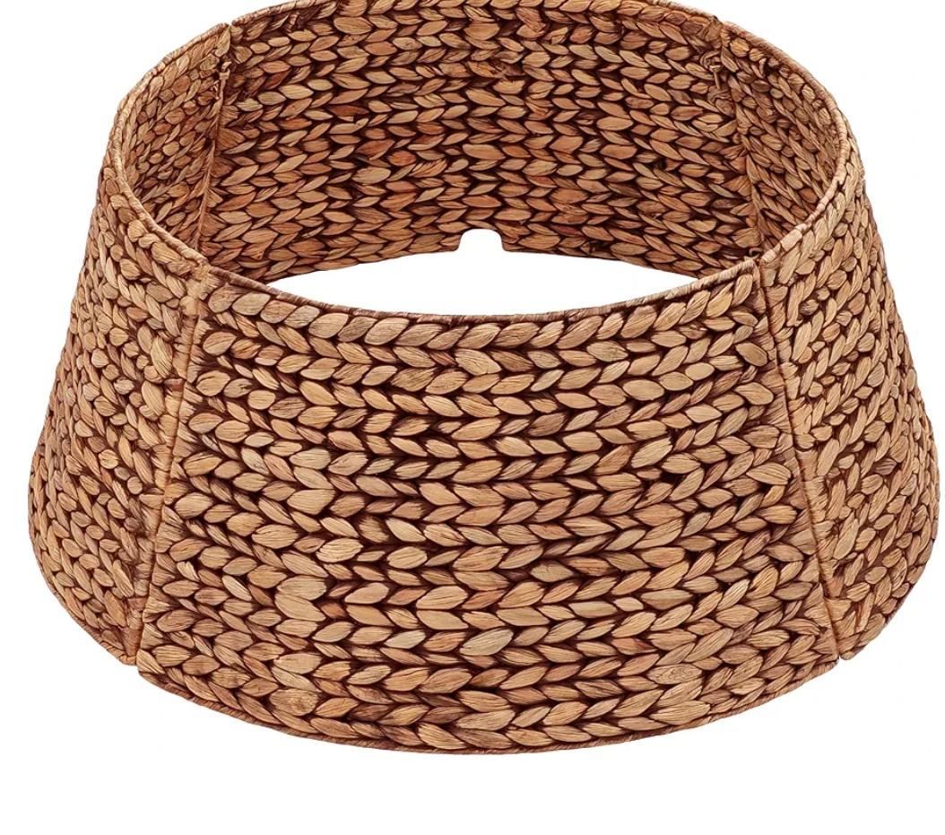CENBOSS Rattan Christmas Tree Collar, Wicker Tree Skirt & Stand Base Cover (Brown Wash, 24 inch)