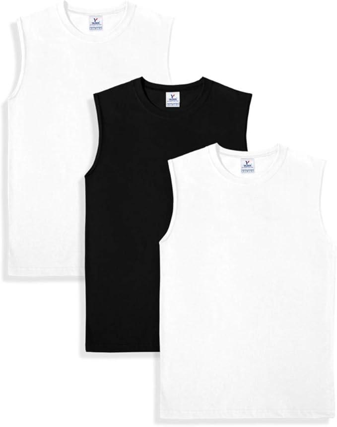 Yazbek Men's Heavy Weight (5.9-Ounce) Crew Neck Sleeveless Muscle T-Shirt (3-Pack), S