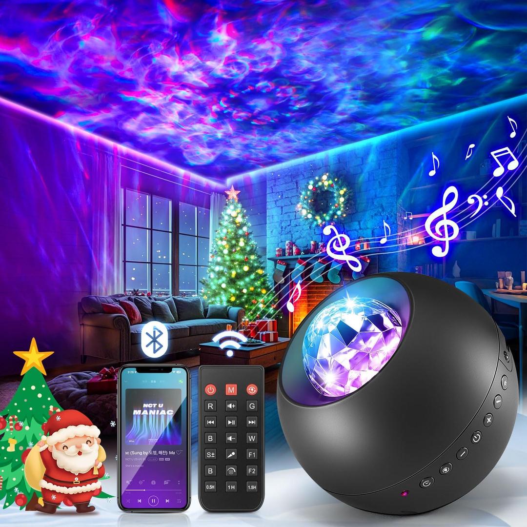 One Fire Galaxy Projector, Vibrant Galaxy Light Projector, White Noise & Bluetooth Room Lights for Bedroom,Remote Timer Kids Night Light,Cute Room Decor for Teen Girl Christmas Gifts (Black)