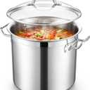 E-far 20 Quart Tri-Ply Stock Pot with Lid, Induction Stainless Steel Pot