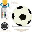 Solar LED Soccer Light - IP65 Waterproof RGB Color Changing Orb Lamp, Perfect for World Cup Decor, Soccer Match Viewing Parties, Outdoor Patio, Pool & Yard Accents Warm White/White/RGB, 4"D x 6"W x 12"H