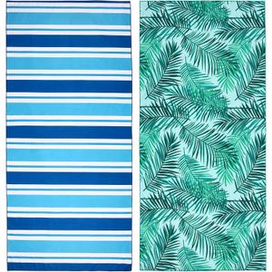 2 Pack Microfiber Beach Towel, Oversized Microfiber Pool Towel 75x 35, Sand-Free Beach Towel, Quick Drying Camping Towel, Super Absorbent Bath Blanket, Soft Breathable and Lightweight