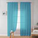 Simplebrand Turquoise Sheer Curtains 72 Inches Long 2 Panels for Living Room, Rod Pockets Airy Window Treatments Voile Sheer Curtains Panels Lightweight for Front Back Patio Glass Door, 42" Width (42"W x 72"L (Pack of 2))