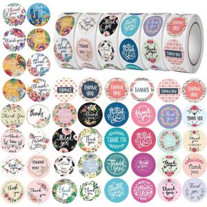 Thank You Stickers Rolls 3000 Pcs - 1 Inch Floral Designs Thank You Stickers Labels for Baking Packaging Envelope Seals Small Business Flower Stickers Tags for Wedding Birthday Party Gift Wrap Bag