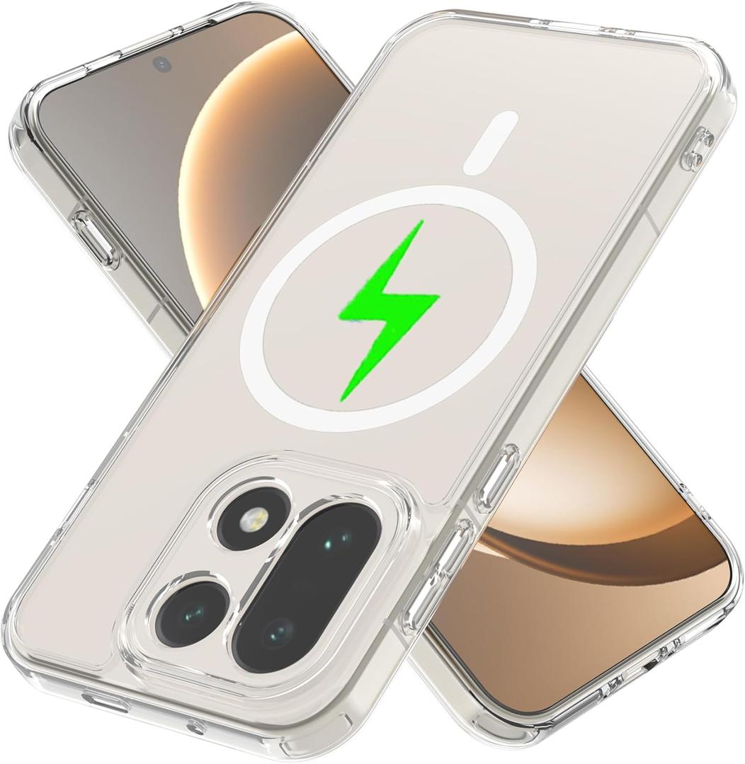 MSOTES for OnePlus 15 Case Compatible with MagSafe, Built-in 3000 Gauss Ultra Strong Magnetic, TPU Airbag Bumper & Anti-Yellowing Hard PC Back Slim Thin Phone Cover for One Plus 15 (Clear)