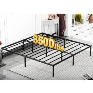 LEVELEVE King Bed Frame Heavy Duty 14 Inch, Sturdy Metal Platform with Strong Bearing & Under Bed Storage, No Box Spring Needed, Easy Assembly, No Shake
