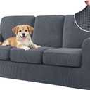 CHUN YI 7 Piece Couch Covers Sofa Covers Washable, Stretch Sofa Slipcovers for 3 Cushion Couch with Seperate Backrest and Cushion Covers, Anti Slip Furniture Protector for Dogs Pets (Large, Grey)