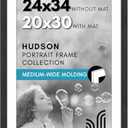 Americanflat 24x34 Poster Frame with Polished Plexiglass - Use as 20x30 Frame with Mat or 24x34 Frame Without Mat - Hudson Collection - Wide Picture Frame for Wall Display - Black