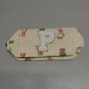 Small Quilted Cotton Initial A-Z Makeup Bag, Personalized Aesthetic Chenille Letter Travel Cosmetic Pouch with Bear Pattern, Cute Preppy Toiletry Organizer Bag, Gift Ideal for Women Girls(Bear P)