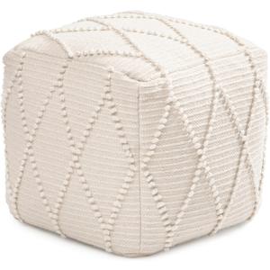 Anji Mountain Pouf Ottoman Foot Rest, Handmade Ottoman Pouf, Comfortable Foot Stool, Decorative Floor Seating for Living Room Decor, Bedroom & Home Dcor Accent - Ivory